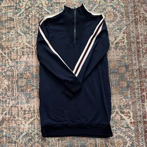 Navy Athleta Long Sleeve 1/4 zip Sweatshirt Dress with Stripes size small